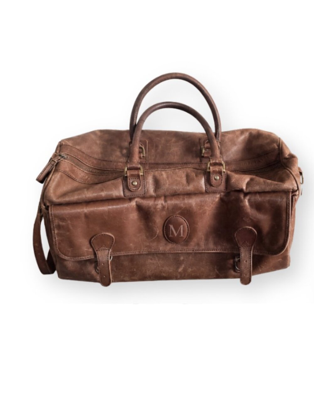 Leather Duffle Bag/Carry On Bag/ Overnight Bag with Beautiful Patina,
